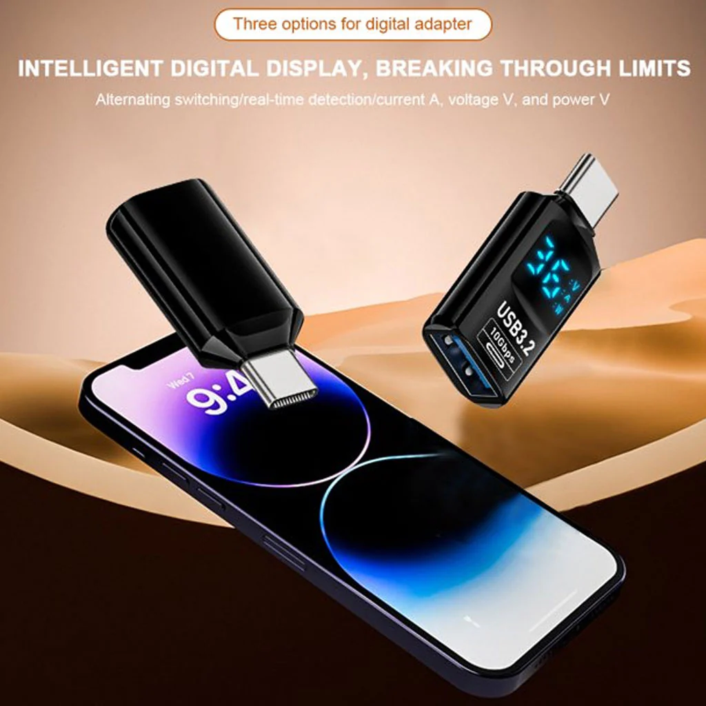 TECPHILE- 100W Type C Male to USB Female OTG Adapter with Digital Display - Image 6