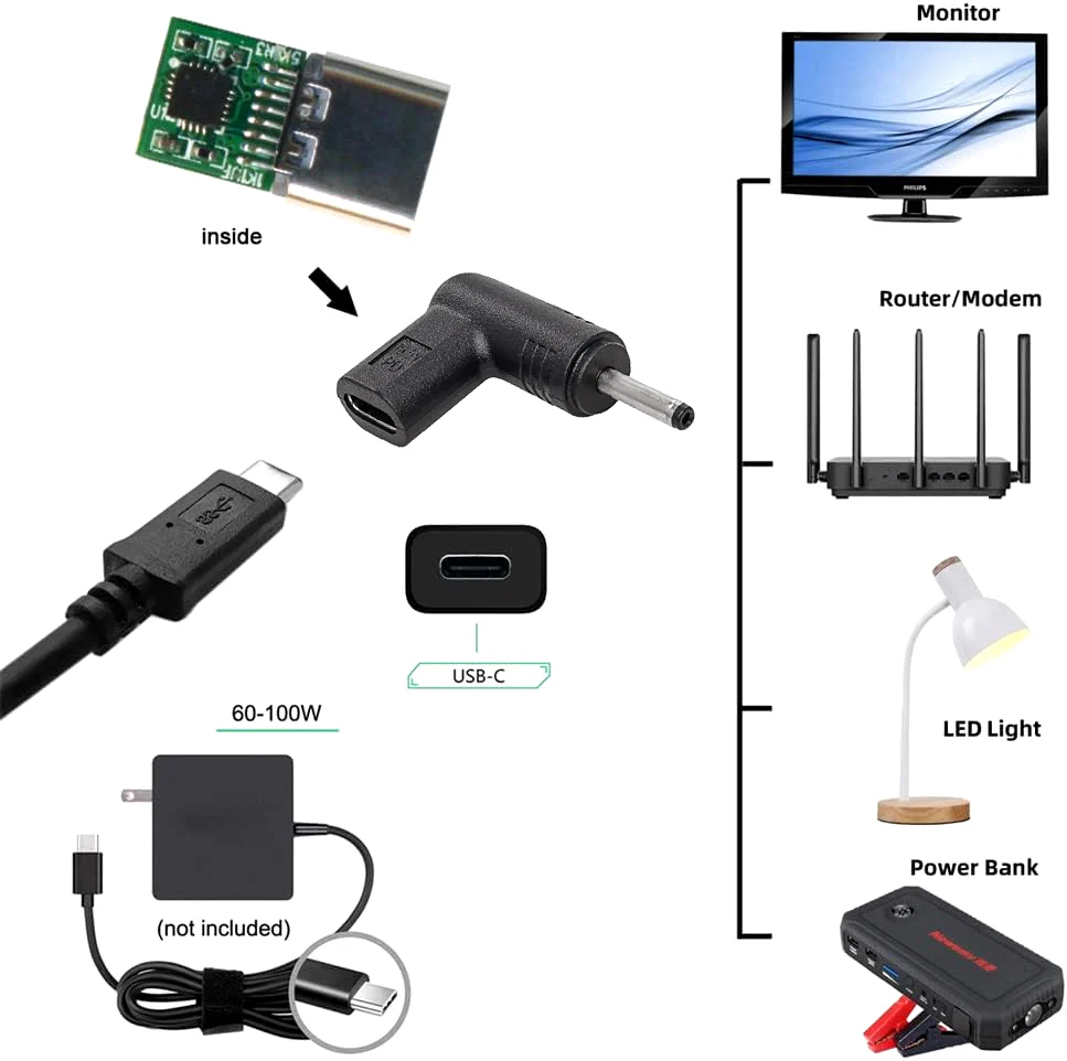 TECPHILE 100W Type C to Female Acer/ Asus/ Samsung Laptop Adapter - Image 5