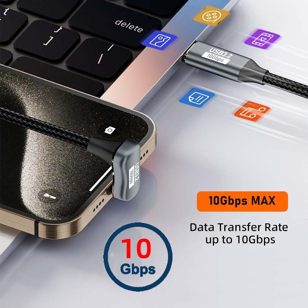 TECPHILE 100W U-Shape Type C to USB C Fast Charging Cable for Mobile Gaming - Image 7
