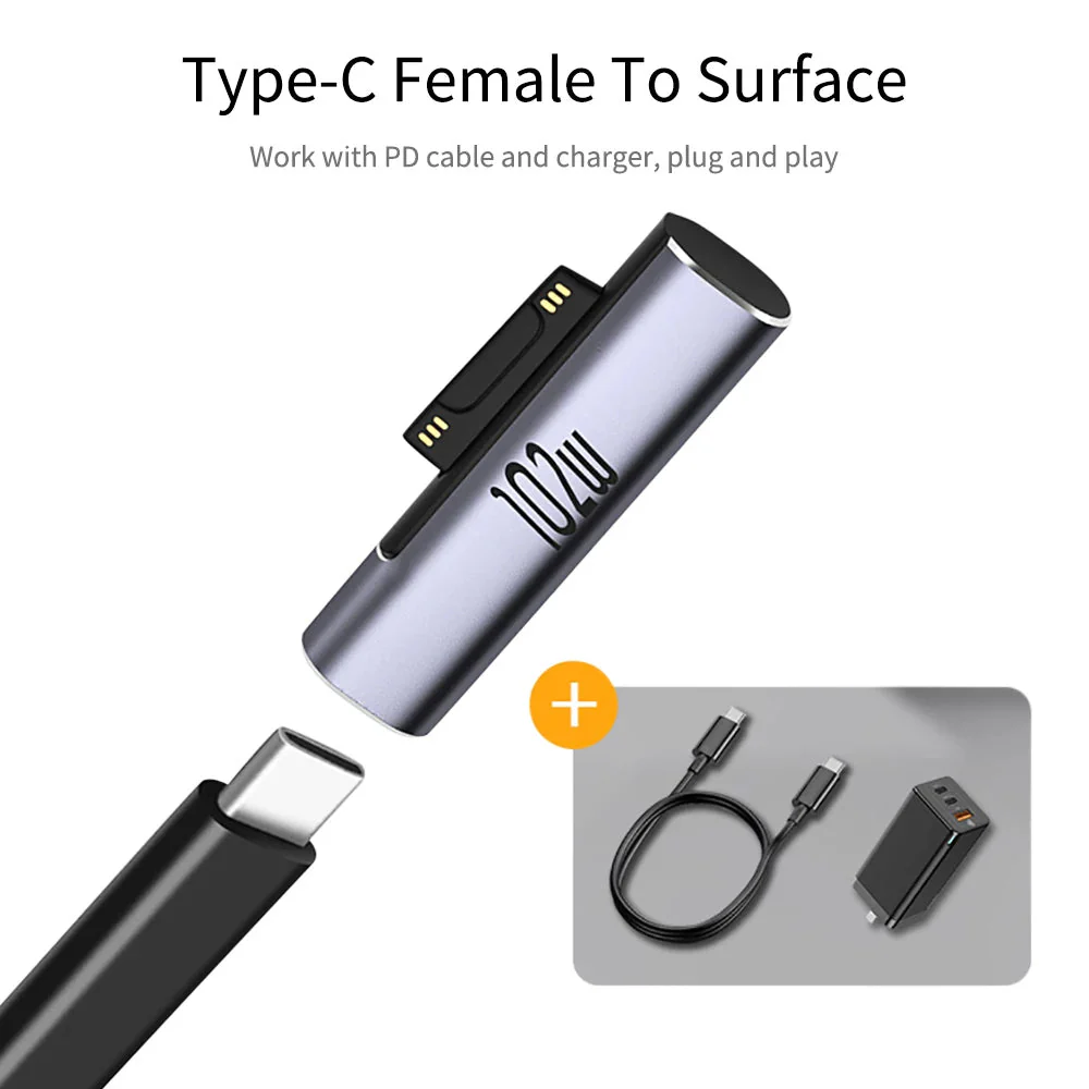 TECPHILE - 102W Female Type-C to Laptop Adapter for Microsoft surface Pro - Image 2