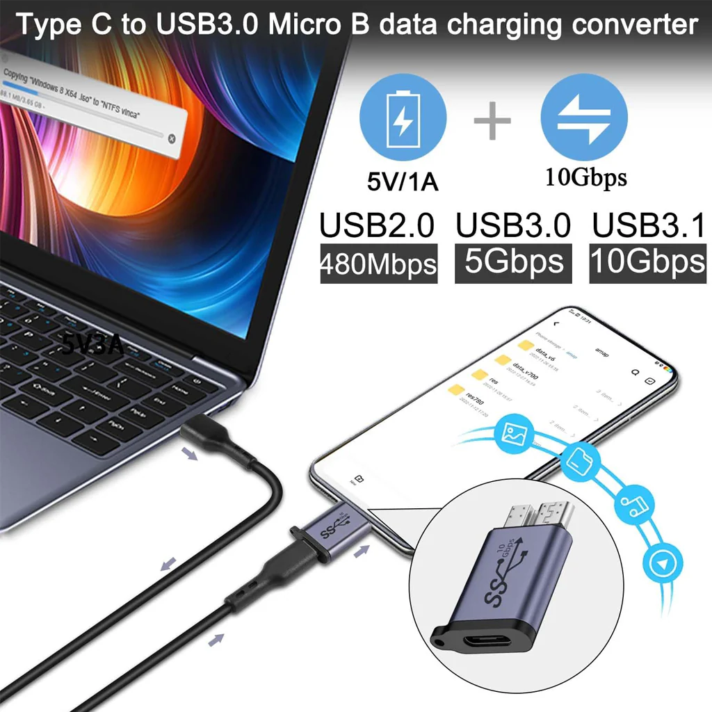TECPHILE - 10Gbps USB-C/USB-A to Micro B Data Transfer Converter - Image 11