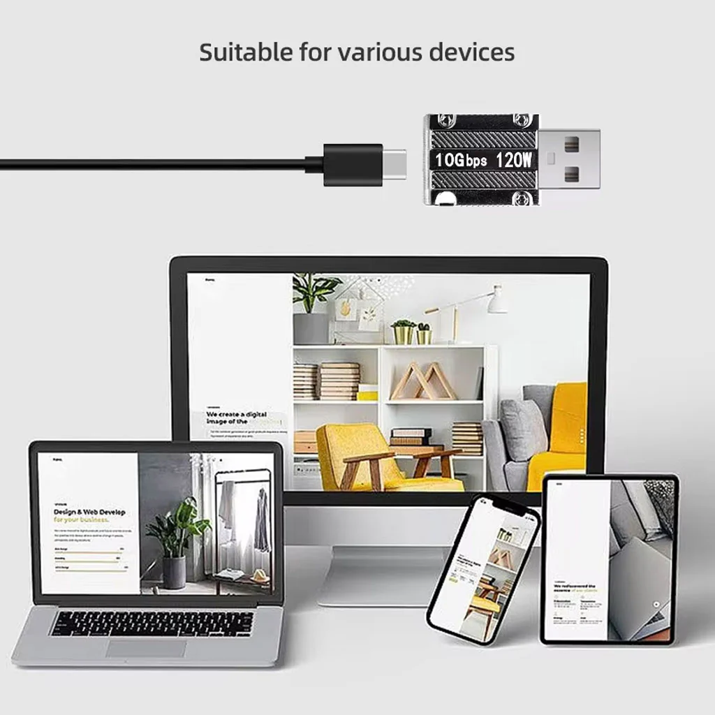 TECPHILE - 120W Type-C to USB-A Straight Adapter - Image 7