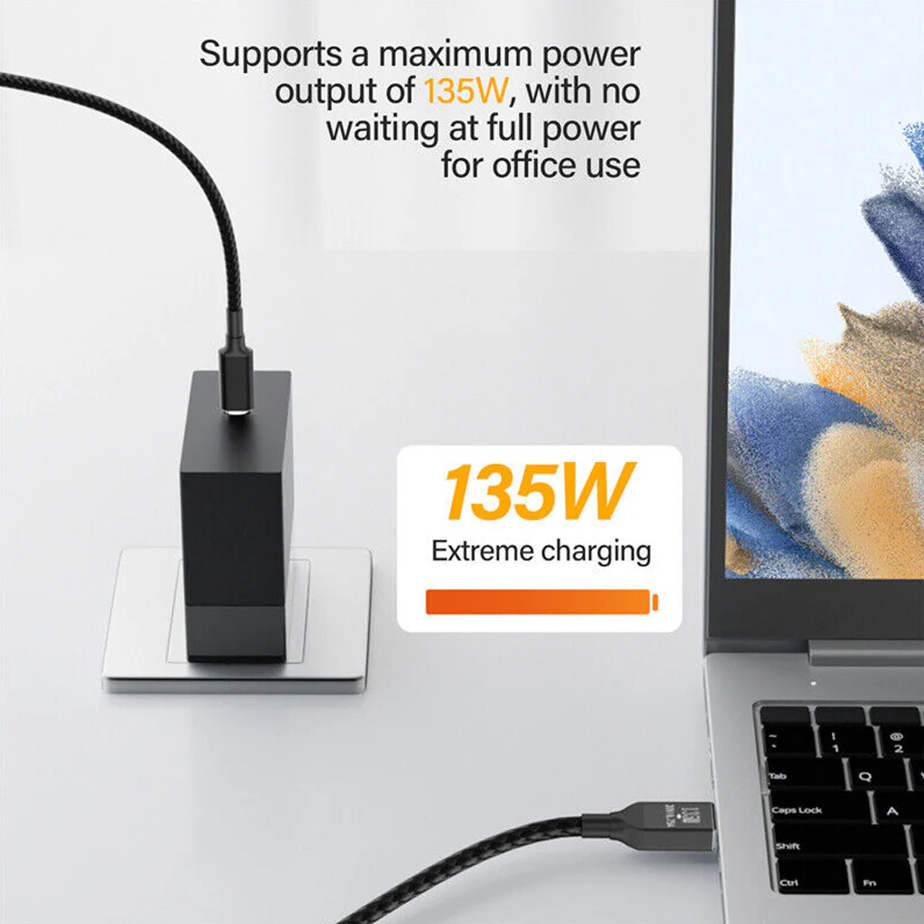TECPHILE - 135W Type C PD to Square Plug Lenovo Laptop Cable - Image 2