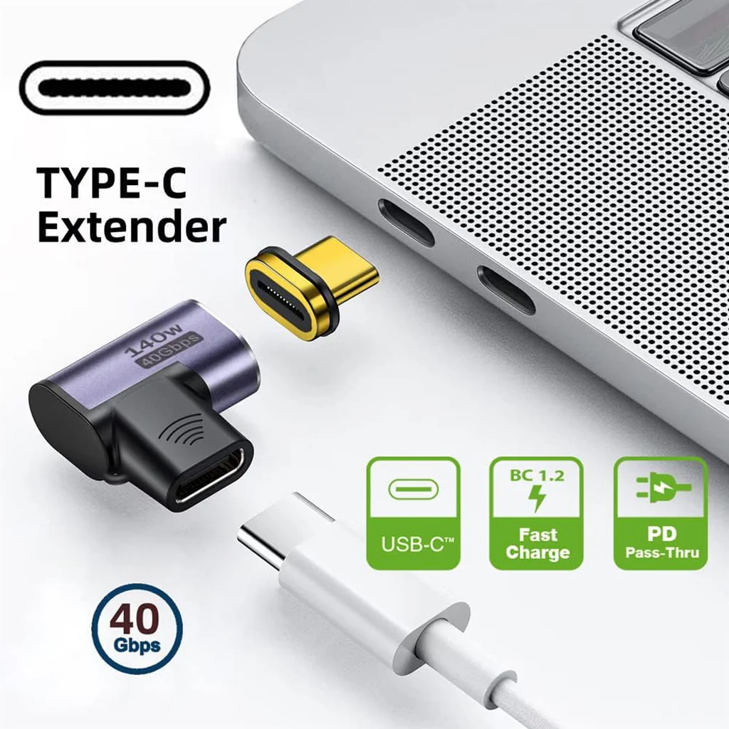 TECPHILE - 140W 40Gbps Type C Female to Type C Male Magnetic Adapter - Image 18