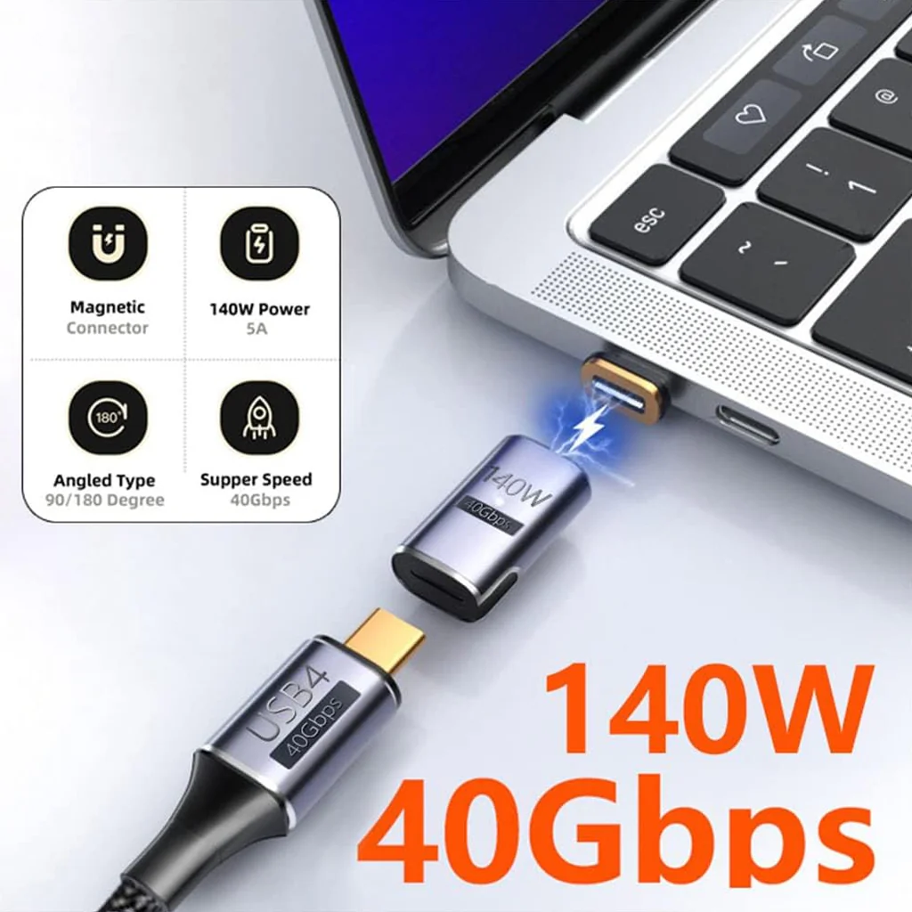 TECPHILE - 140W 40Gbps Type C Female to Type C Male Magnetic Adapter - Image 22