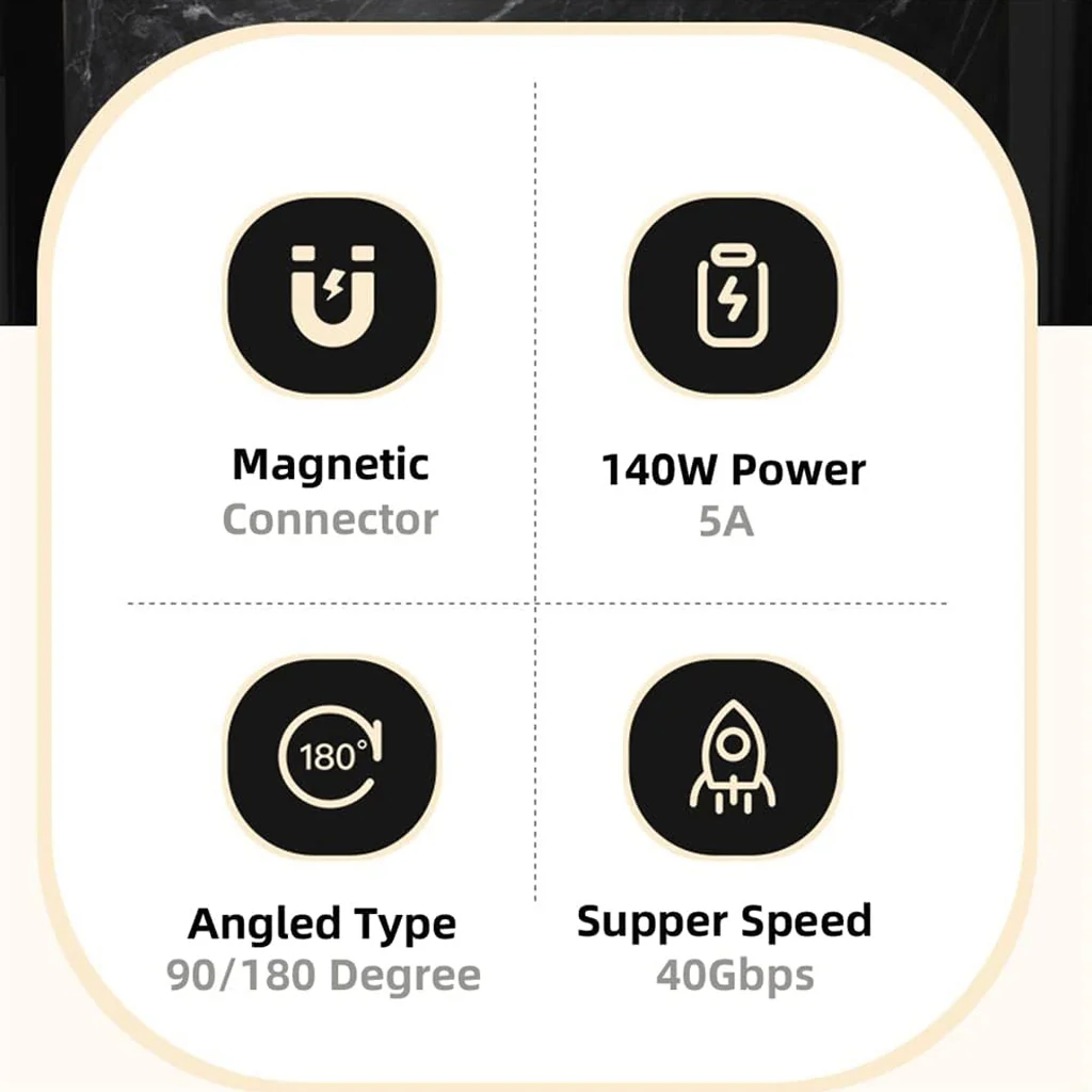 TECPHILE - 140W 40Gbps Type C Female to Type C Male Magnetic Adapter - Image 25