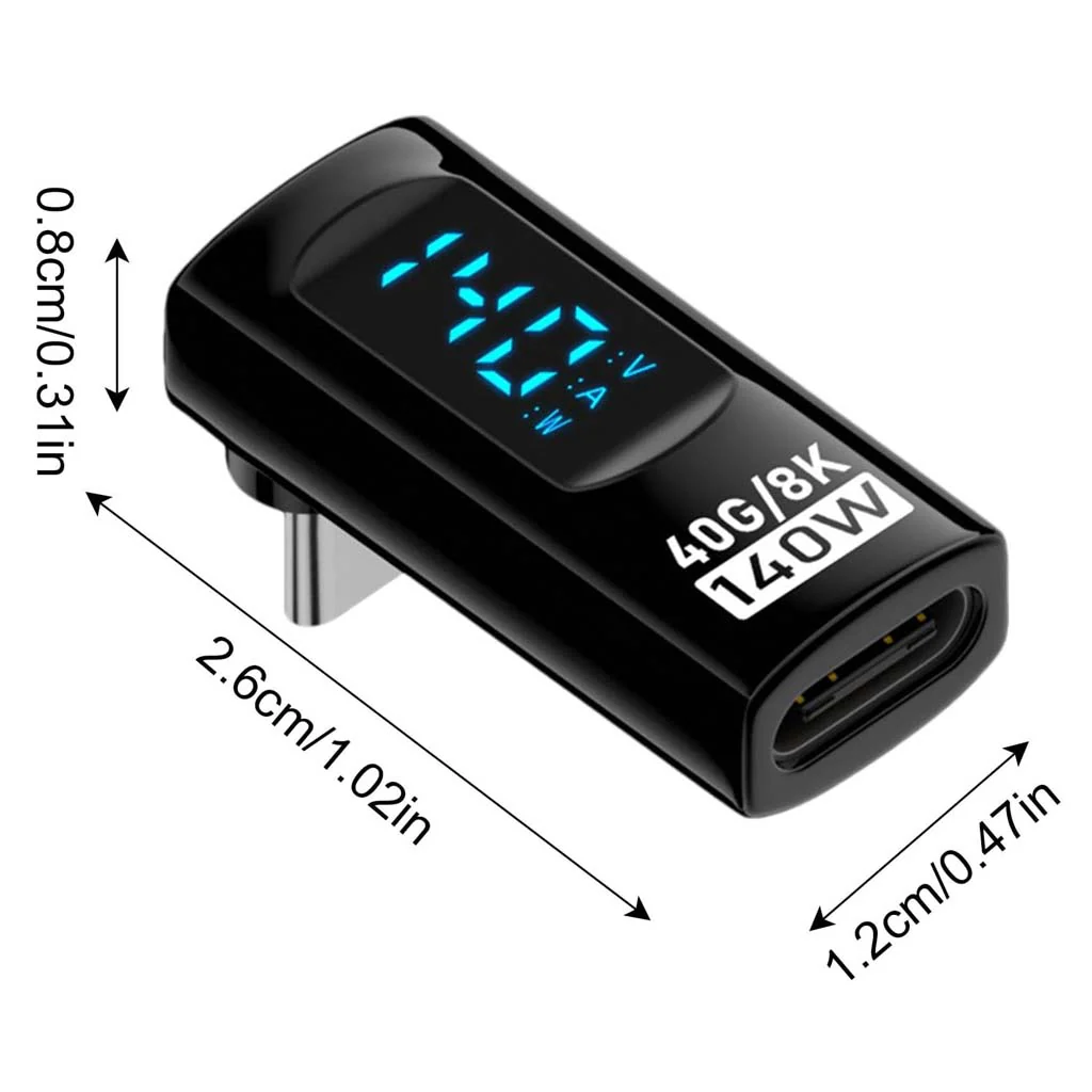 TECPHILE- 140W 40Gbps Type-C Male to Female Adapter with Digital Display - Image 6