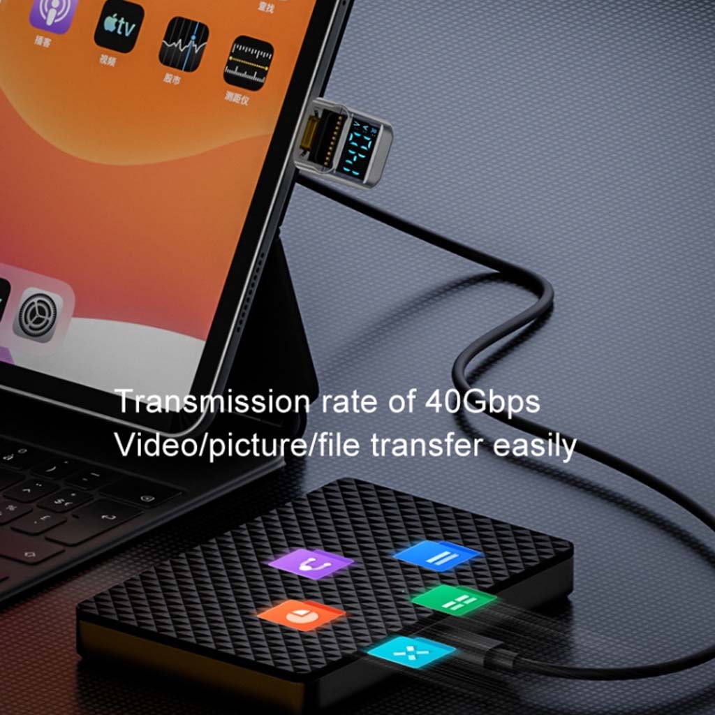 TECPHILE- 140W U shape USB4.0 to Type C Adapter with Digital Display - Image 5