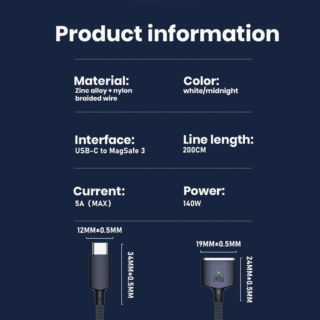 TECPHILE - 140W Magsafe3 to Type C Fast Charging Cable - Image 6