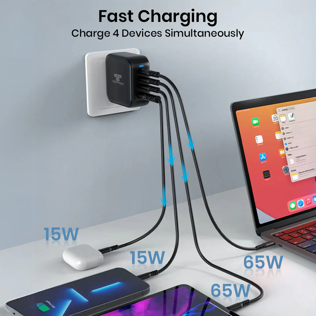 TECPHILE 165W PD GaN Charger with Fast Charging Cable - Image 10