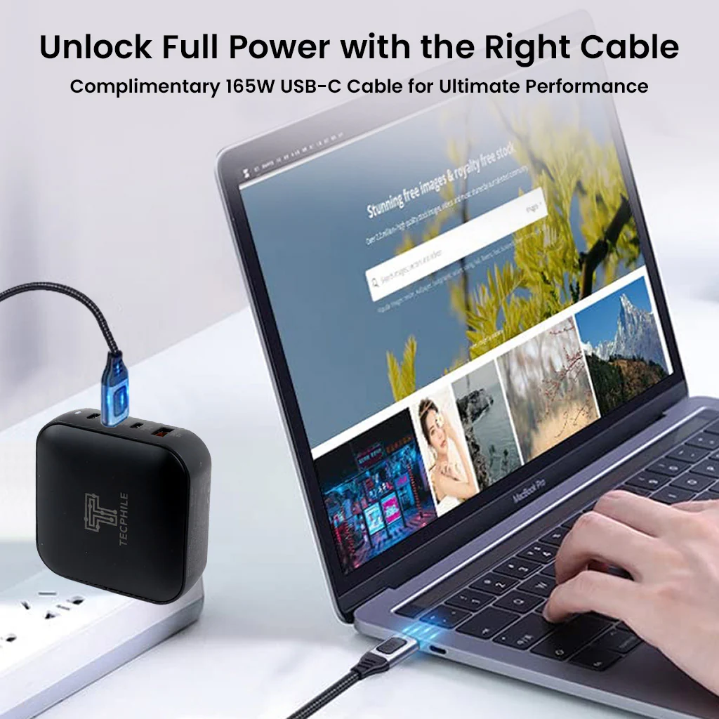 TECPHILE 165W PD GaN Charger with Fast Charging Cable - Image 12