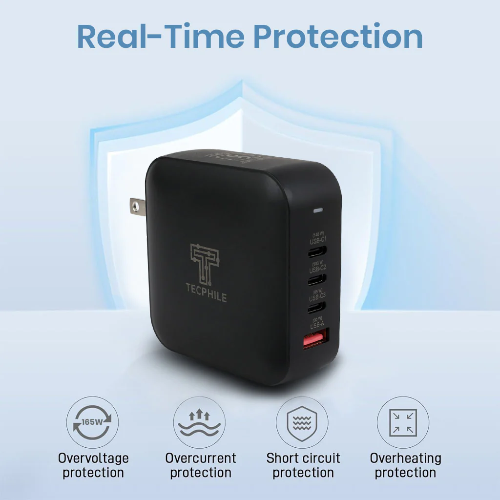 TECPHILE 165W PD GaN Charger with Fast Charging Cable - Image 9