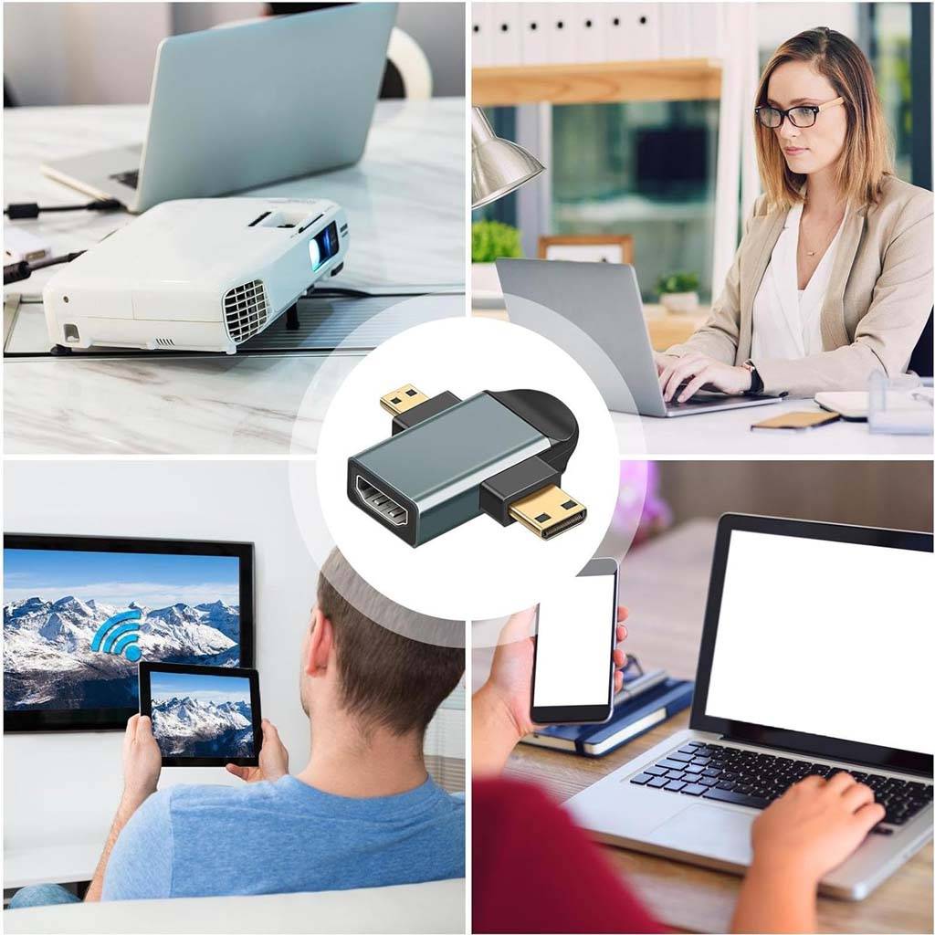 TECPHILE -  2-in-1 HD Mini HDMI/Micro HDMI to HDMI Female Adapter - Image 4