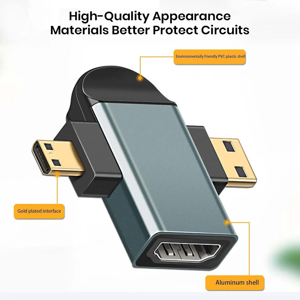 TECPHILE -  2-in-1 HD Mini HDMI/Micro HDMI to HDMI Female Adapter - Image 7