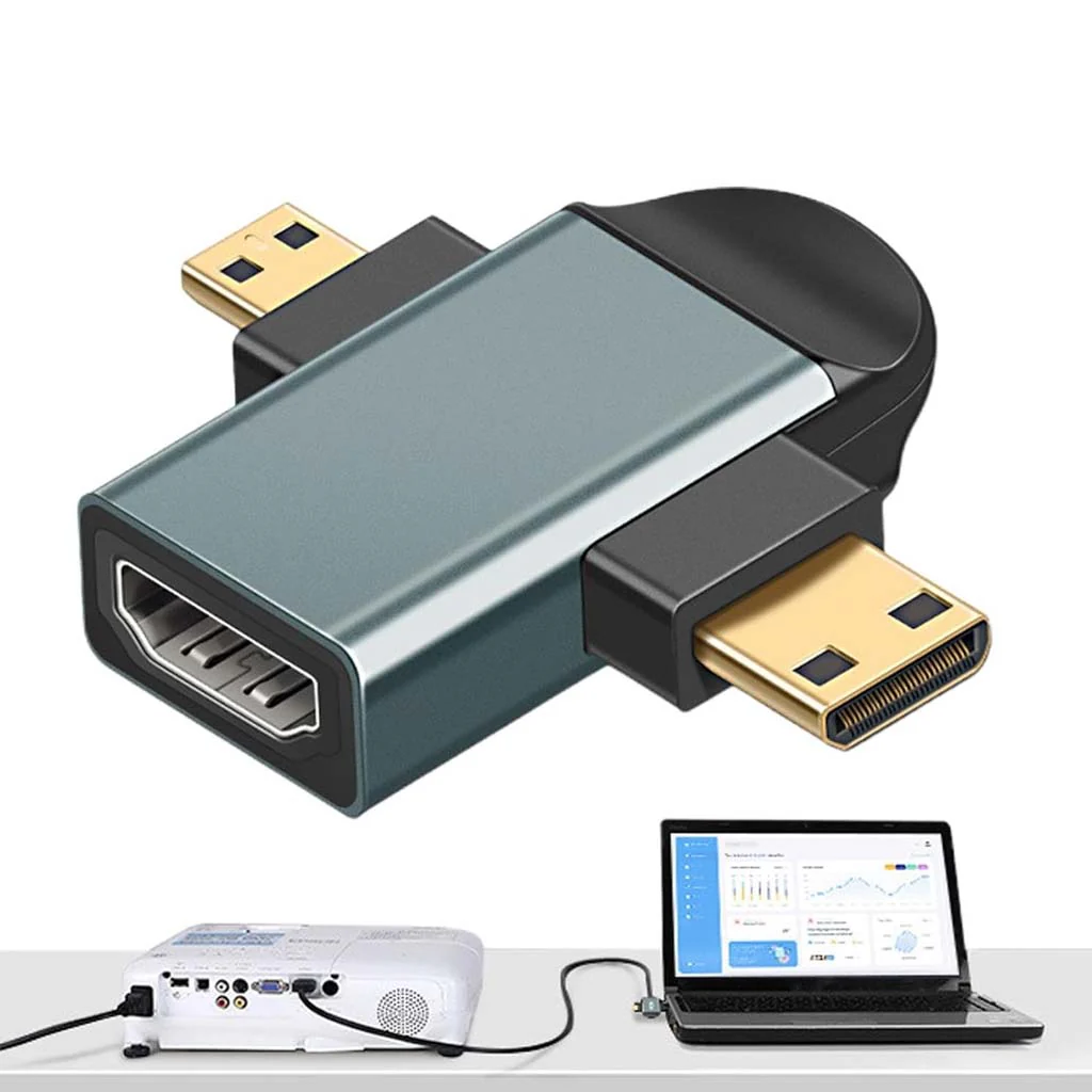 TECPHILE -  2-in-1 HD Mini HDMI/Micro HDMI to HDMI Female Adapter - Image 8