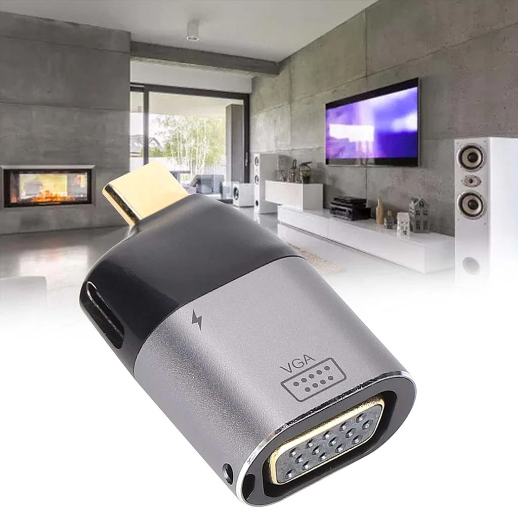 TECPHILE - 2-in-1 Type-C Male to VGA + Type-C 100W PD Female Adapter - Image 4