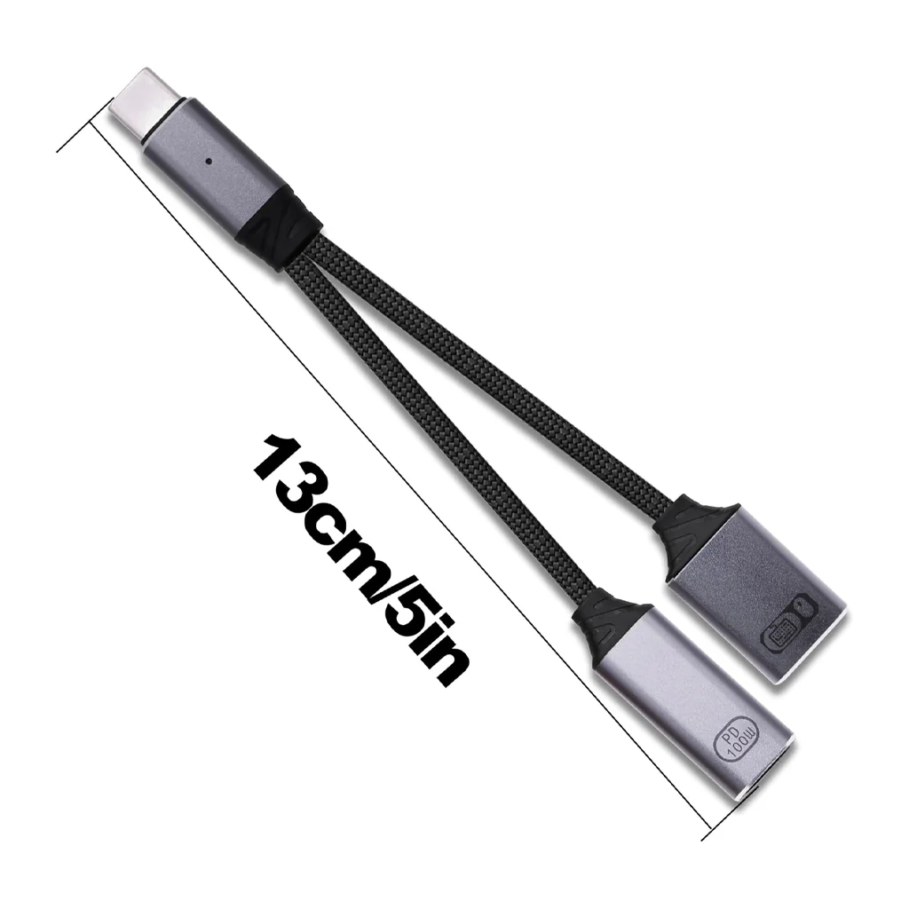 TECPHILE- 2-in-1 Type-C to 100W PD USB C/USB-A OTG Splitter Cable (13CM) - Image 10