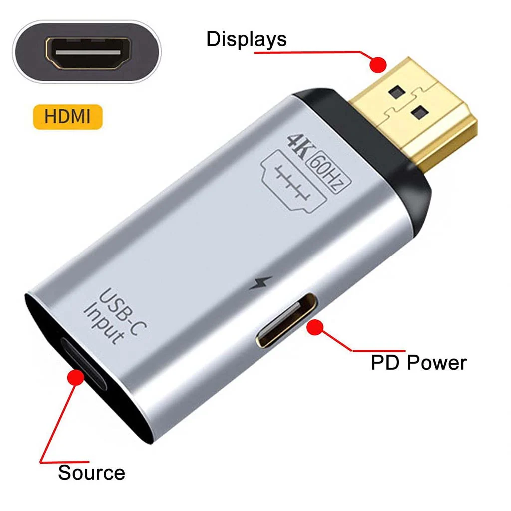 TECPHILE - 2 in 1 Type C to HDMI Adapter with 100W USB C PD Charging Port - Image 5