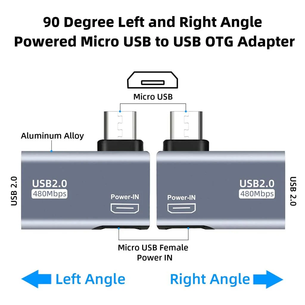 TECPHILE- 2 in 1 USB A 2.0 to Micro USB Male OTG Adapter Connector - Image 2