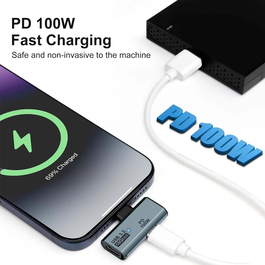 TECPHILE - 2-in-1 USB C to 100W PD Type C + 3.2 Type-C Adapter - Image 2