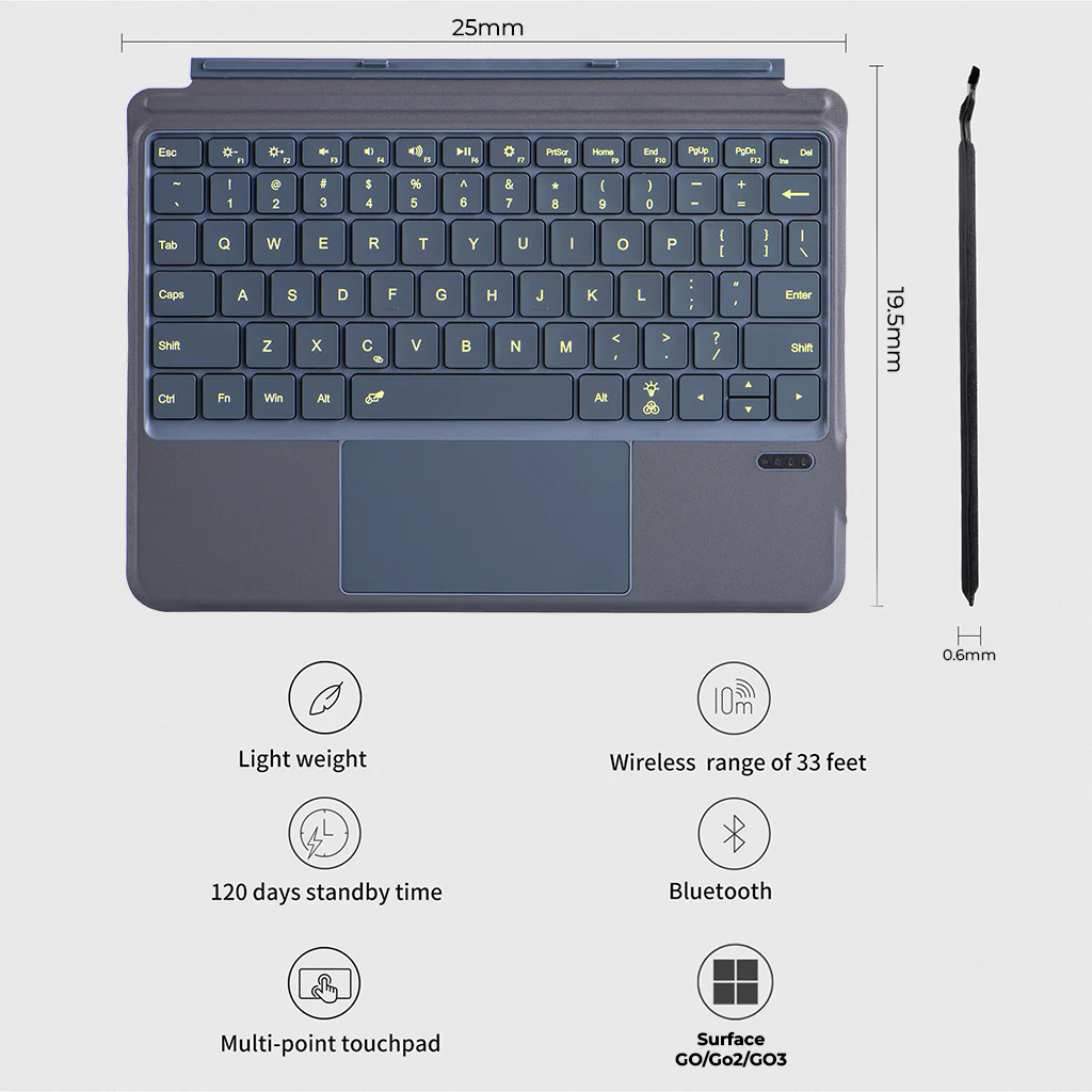 TECPHILE 2087D Wireless Keyboard for Surface Go/Go2/Go3 - Image 6