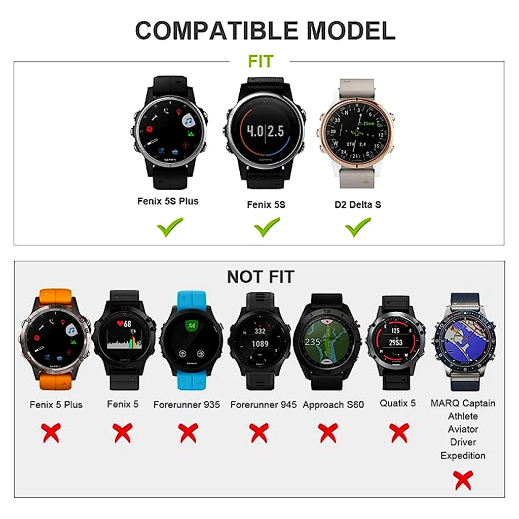 TECPHILE - 20mm Watch Band for Garmin Fenix 5S, 5S Plus - Image 8