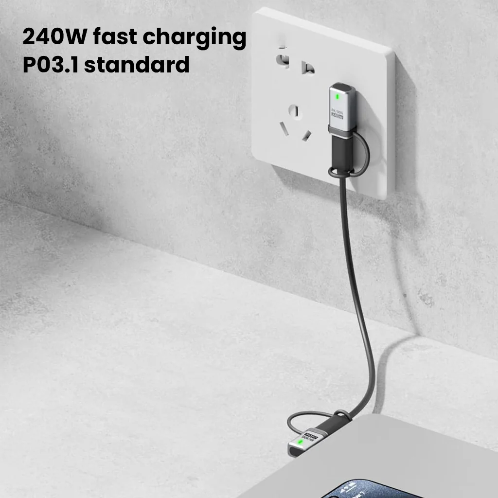 TECPHILE 240W Type-C Male to USB-C Female Adapter - Image 4