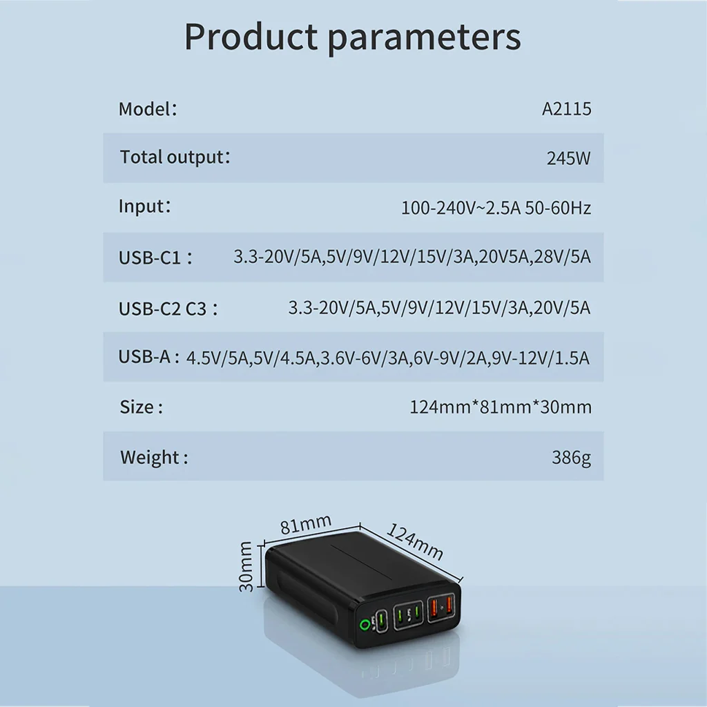 TECPHILE A2215 245W GAN Charger - Image 7