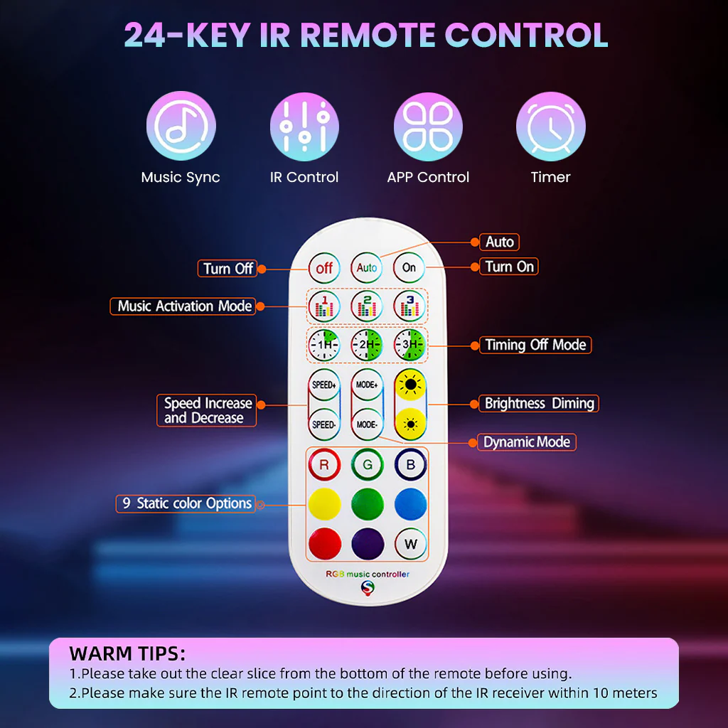TECPHILE 3 Pin Dual RGBIC LED Strip Light Controller with Remote - Image 2