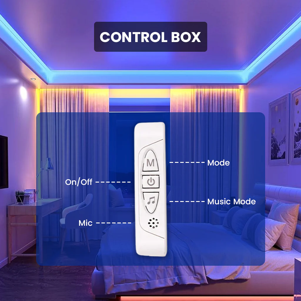 TECPHILE 3 Pin Dual RGBIC LED Strip Light Controller with Remote - Image 3