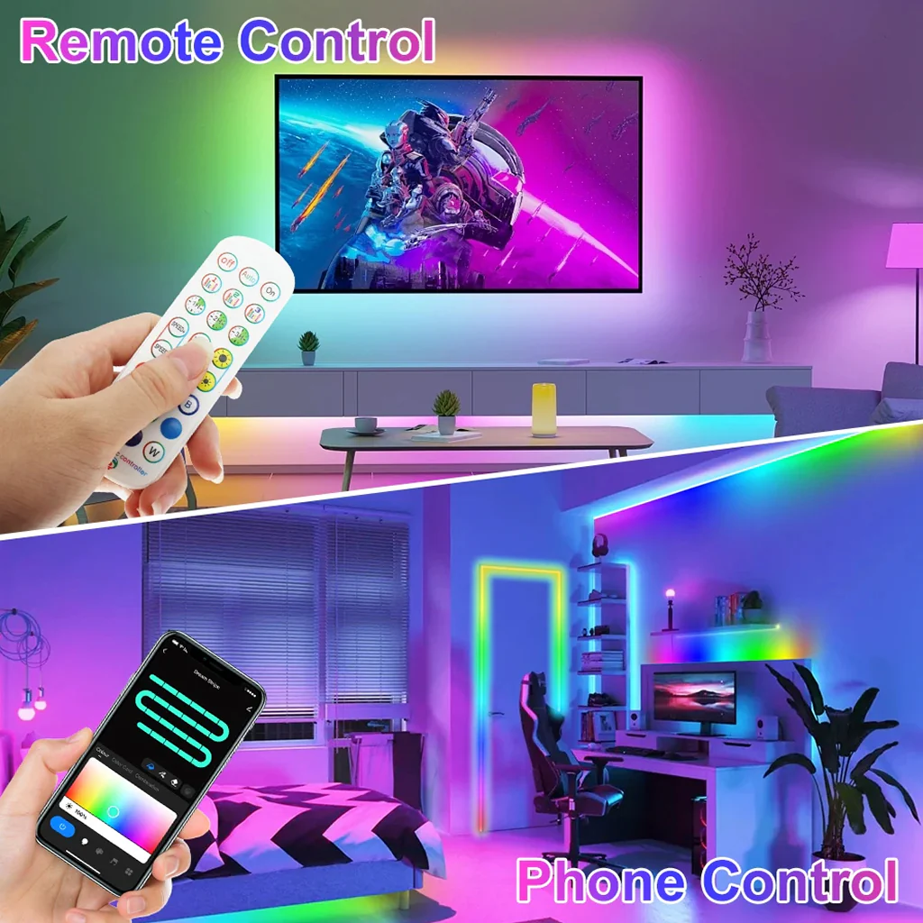 TECPHILE 3 Pin Dual RGBIC LED Strip Light Controller with Remote - Image 5