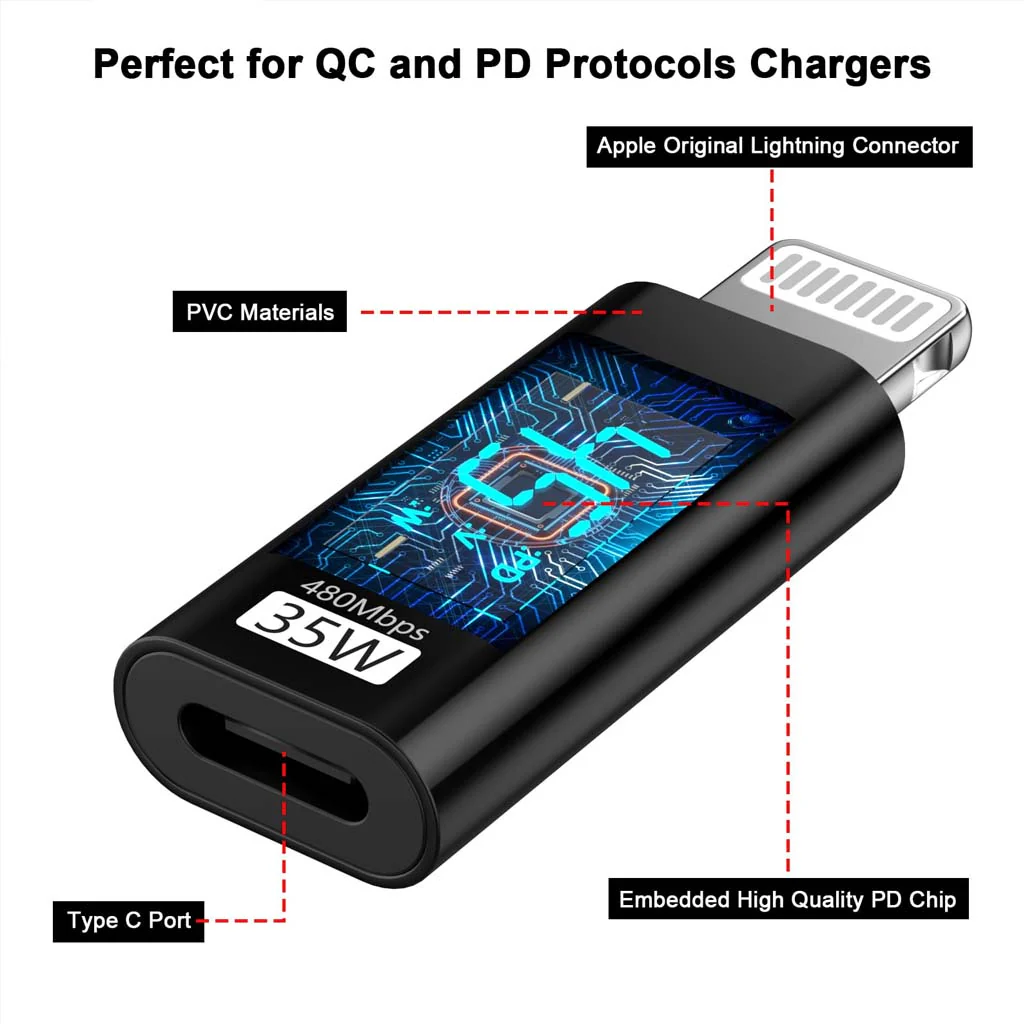 TECPHILE- 35W Type-C to Lightning Fast Charging Adapter - Image 4