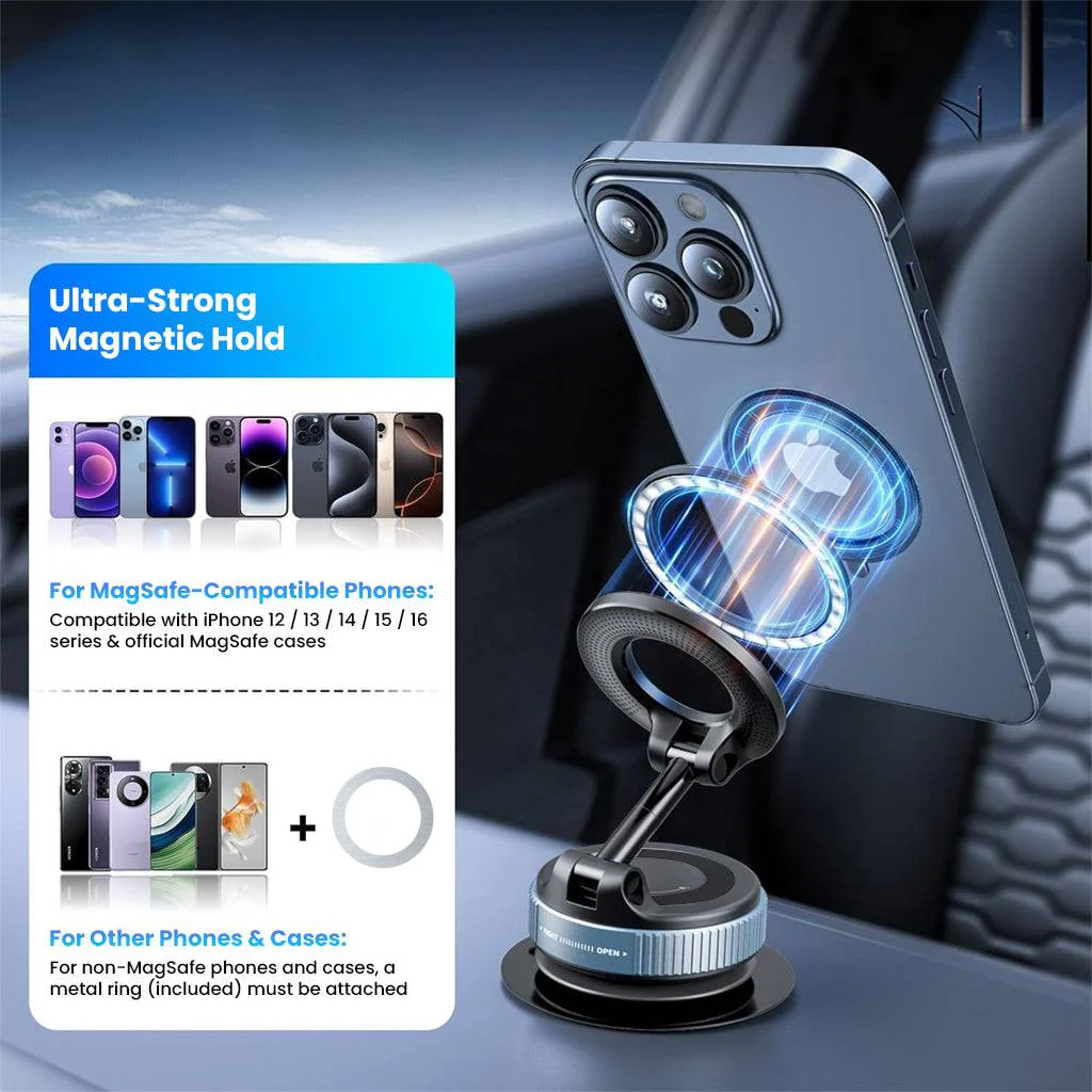 TECPHILE – 360° Adjustable Magnetic Mobile Phone Holder for Car - Image 3