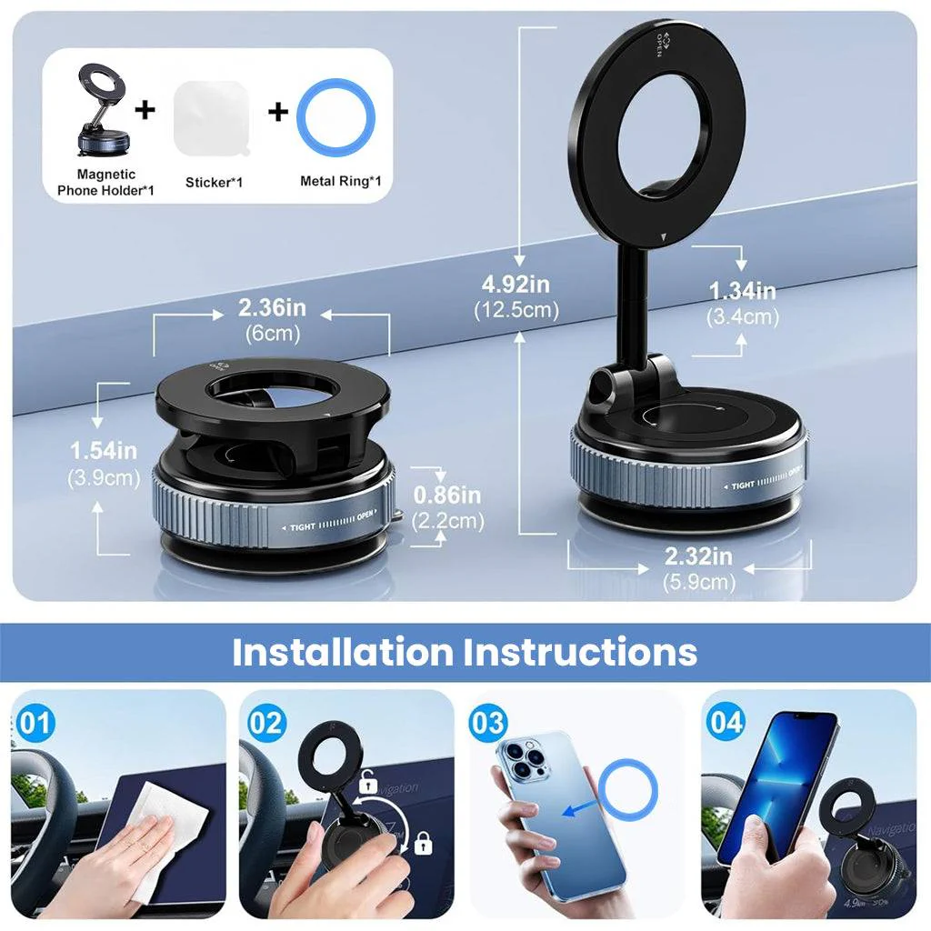 TECPHILE – 360° Adjustable Magnetic Mobile Phone Holder for Car - Image 7