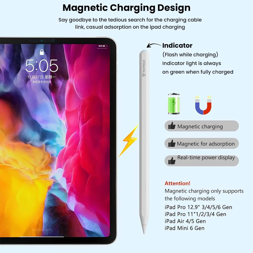 TECPHILE 394S iPad Pencil with Wireless Charging - Image 2