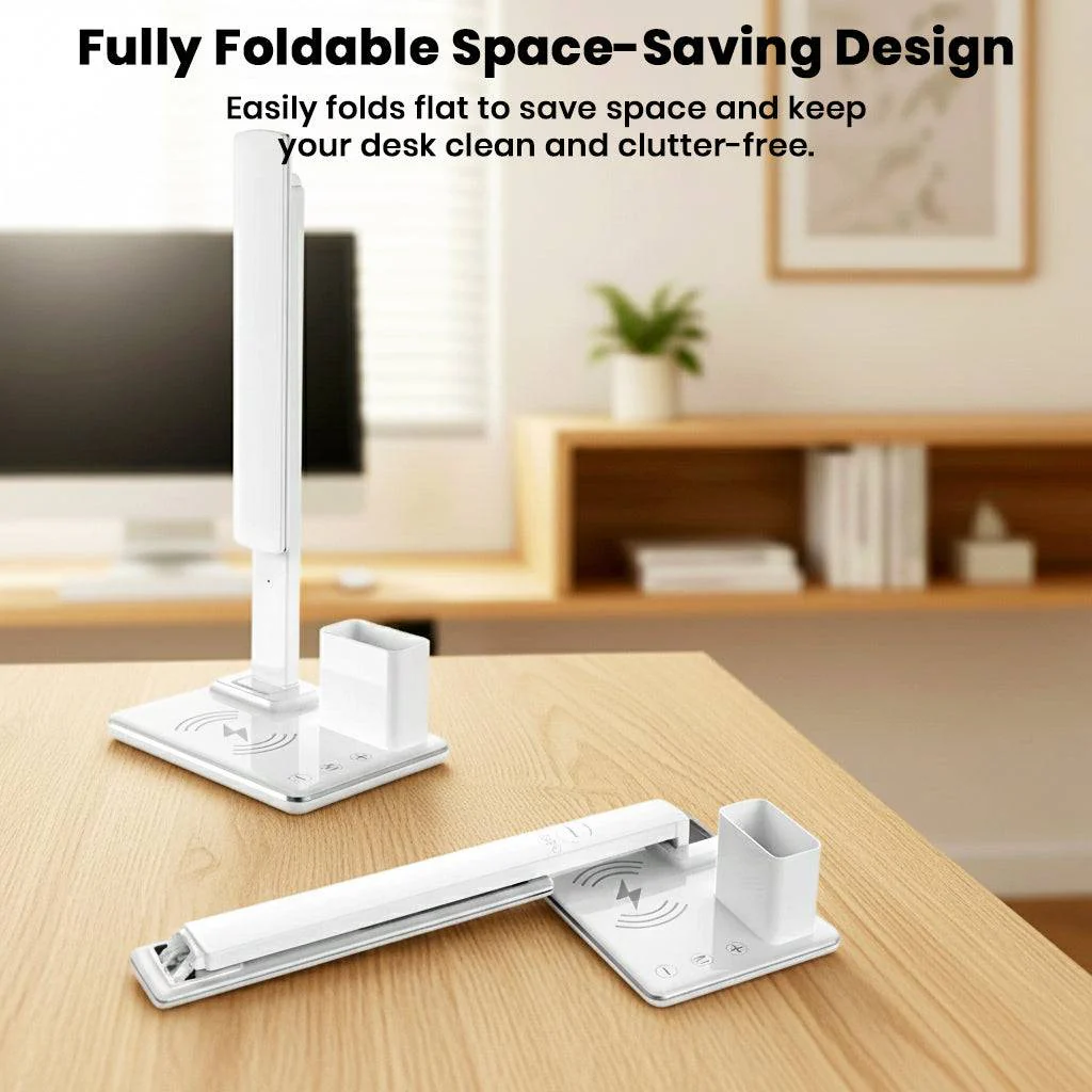 TECPHILE 4-in-1 Smart Study Desk Lamp with Clock, Wireless Charging & Pen Holder - Image 3