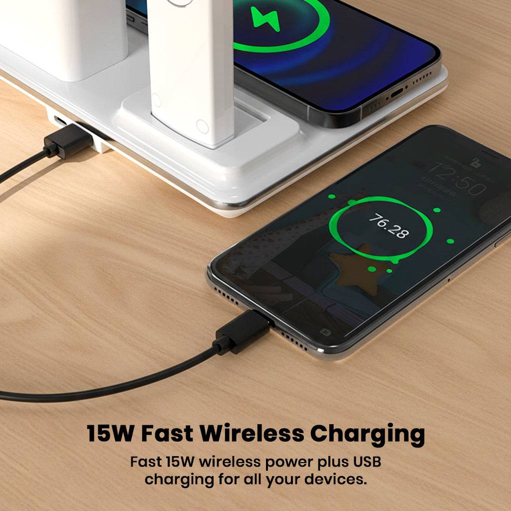 TECPHILE 4-in-1 Smart Study Desk Lamp with Clock, Wireless Charging & Pen Holder - Image 4