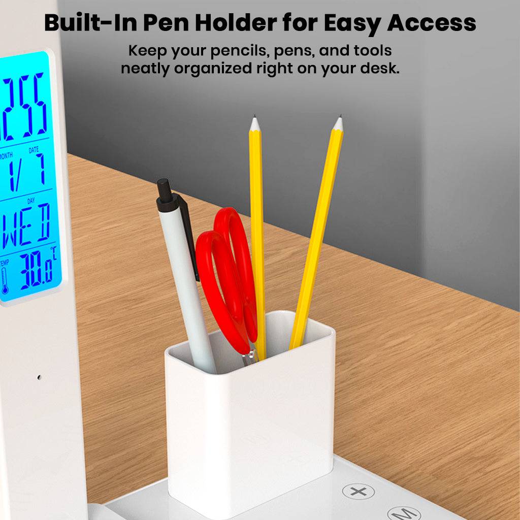TECPHILE 4-in-1 Smart Study Desk Lamp with Clock, Wireless Charging & Pen Holder - Image 8