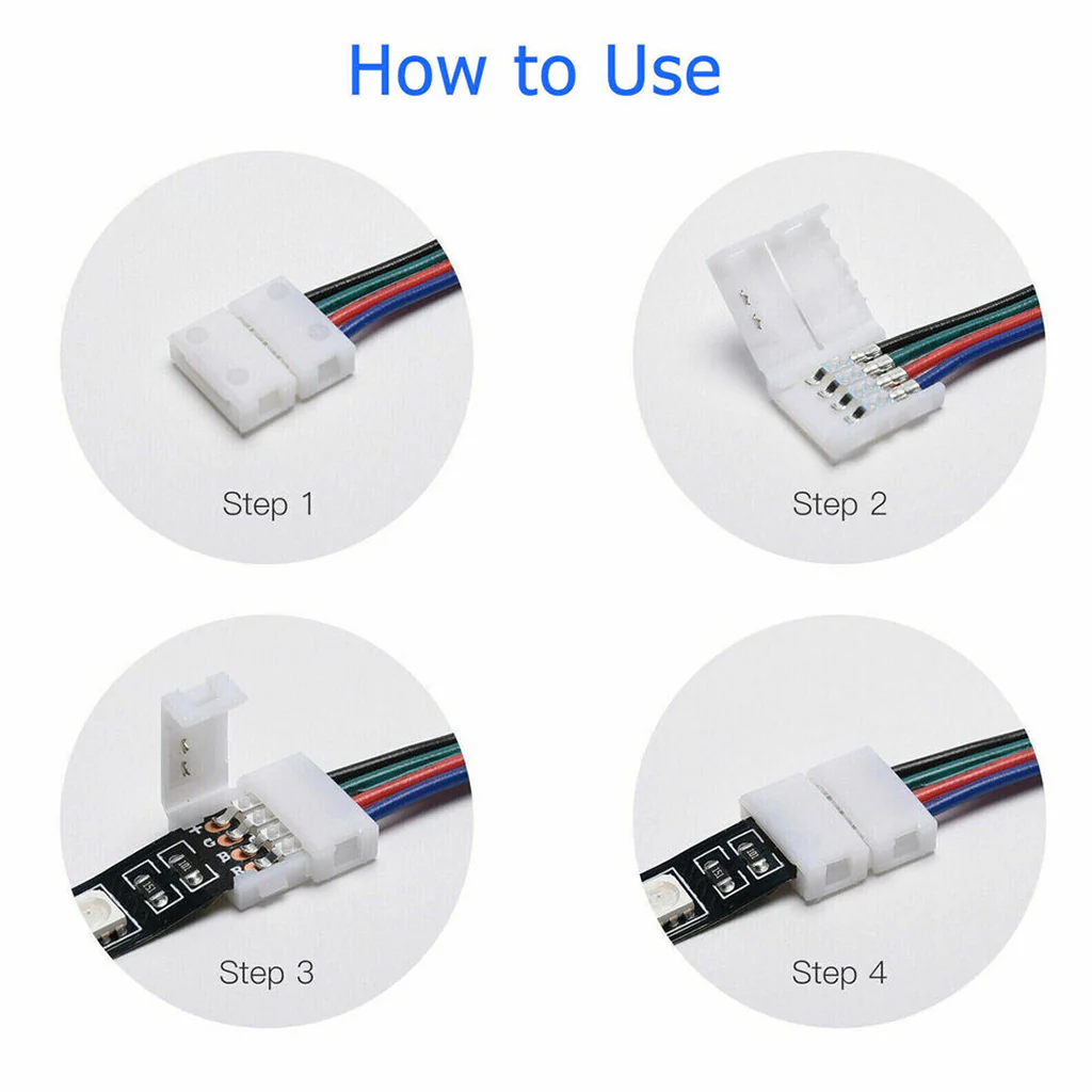 TECPHILE 4 Pin LED Strip Light 10mm Solderless Connector - Image 2
