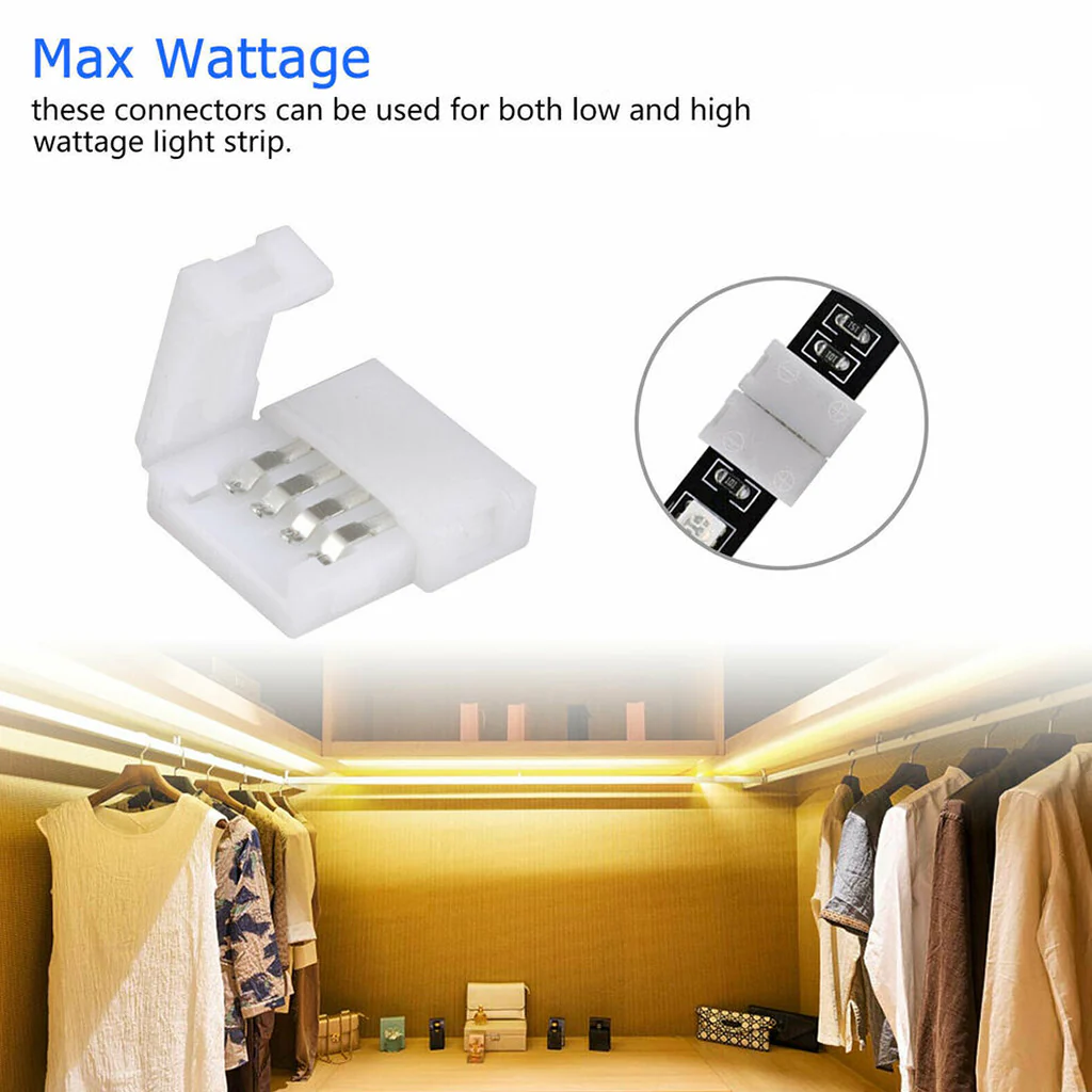 TECPHILE 4 Pin LED Strip Light 10mm Solderless Connector - Image 5