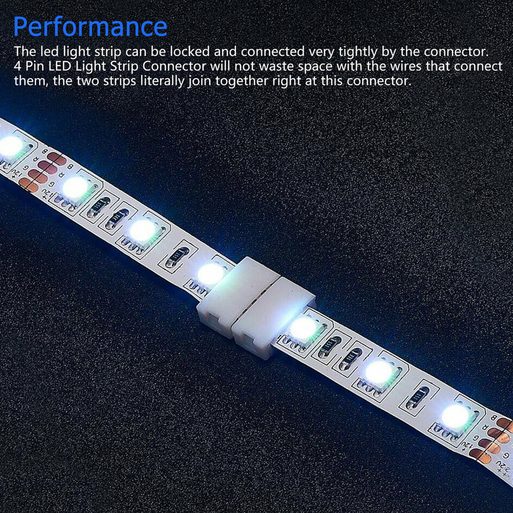 TECPHILE 4 Pin LED Strip Light 10mm Solderless Connector - Image 6