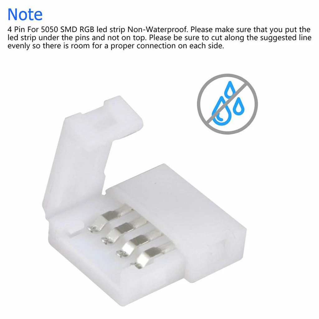 TECPHILE 4 Pin LED Strip Light 10mm Solderless Connector - Image 8