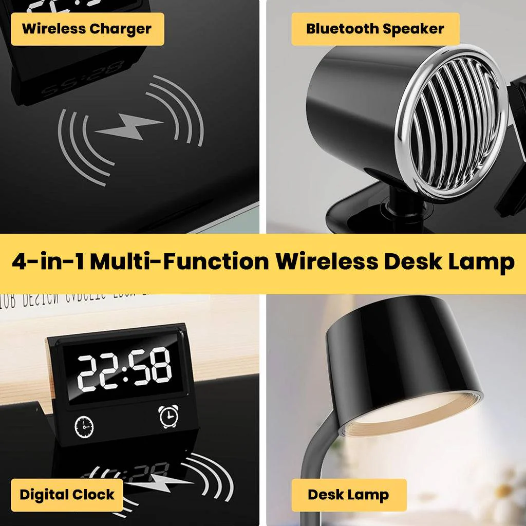 TECPHILE 5-in-1 Study Desk Lamp with Bluetooth Speaker & Wireless Charging - Image 3