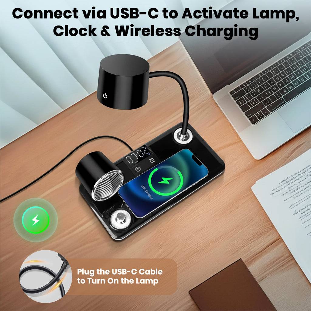 TECPHILE 5-in-1 Study Desk Lamp with Bluetooth Speaker & Wireless Charging - Image 5