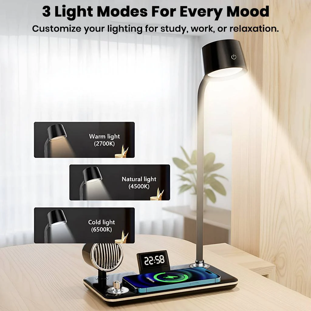 TECPHILE 5-in-1 Study Desk Lamp with Bluetooth Speaker & Wireless Charging - Image 9