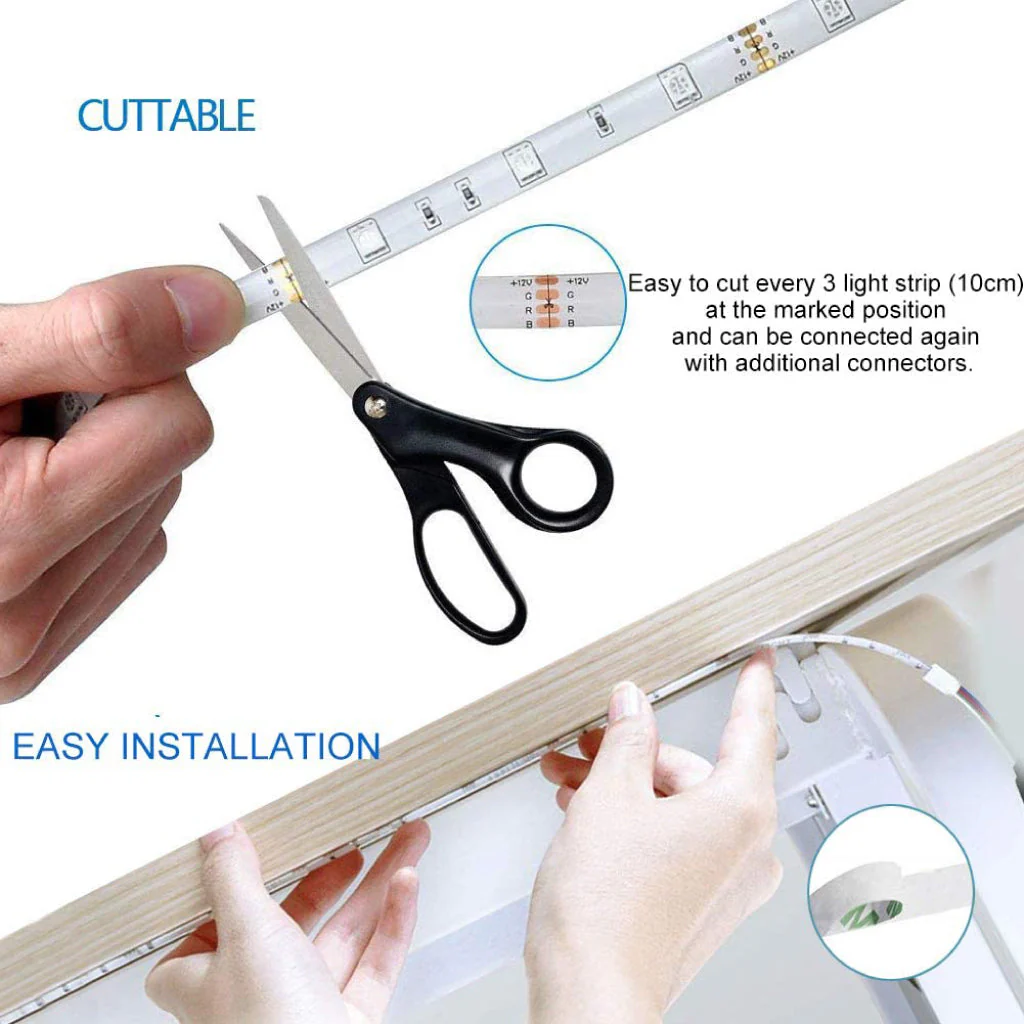 TECPHILE - 5050 60L RGB Smart LED Strip Light with Controller - Image 10