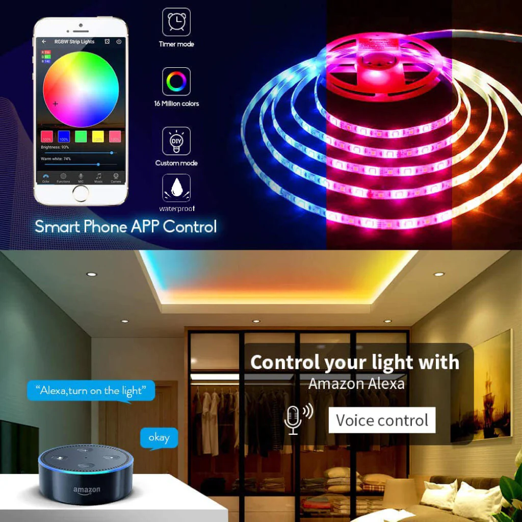 TECPHILE - 5050 60L RGB Smart LED Strip Light with Controller - Image 2