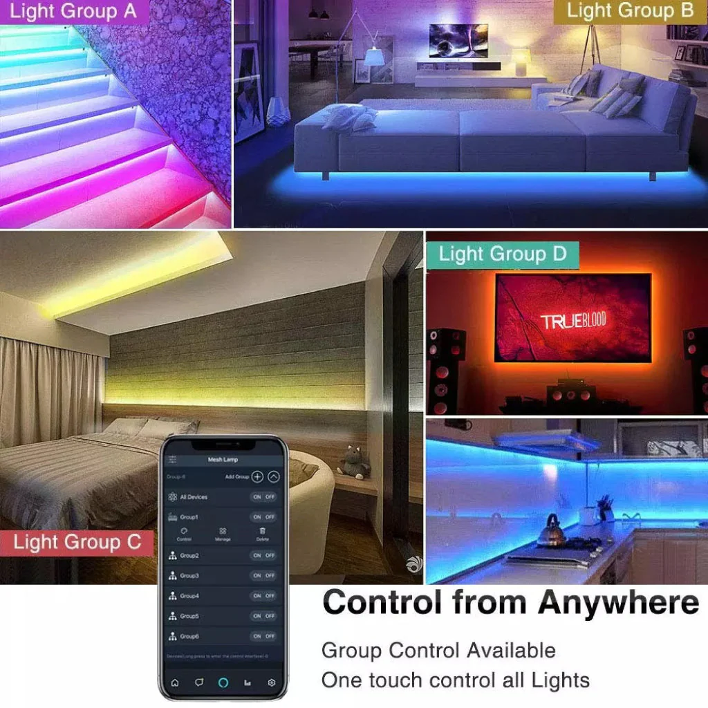 TECPHILE - 5050 RGBW Smart LED Strip Light with Controller - Image 6