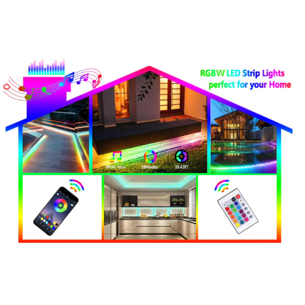 TECPHILE - 5050 RGBW Smart LED Strip Light with Controller - Image 8