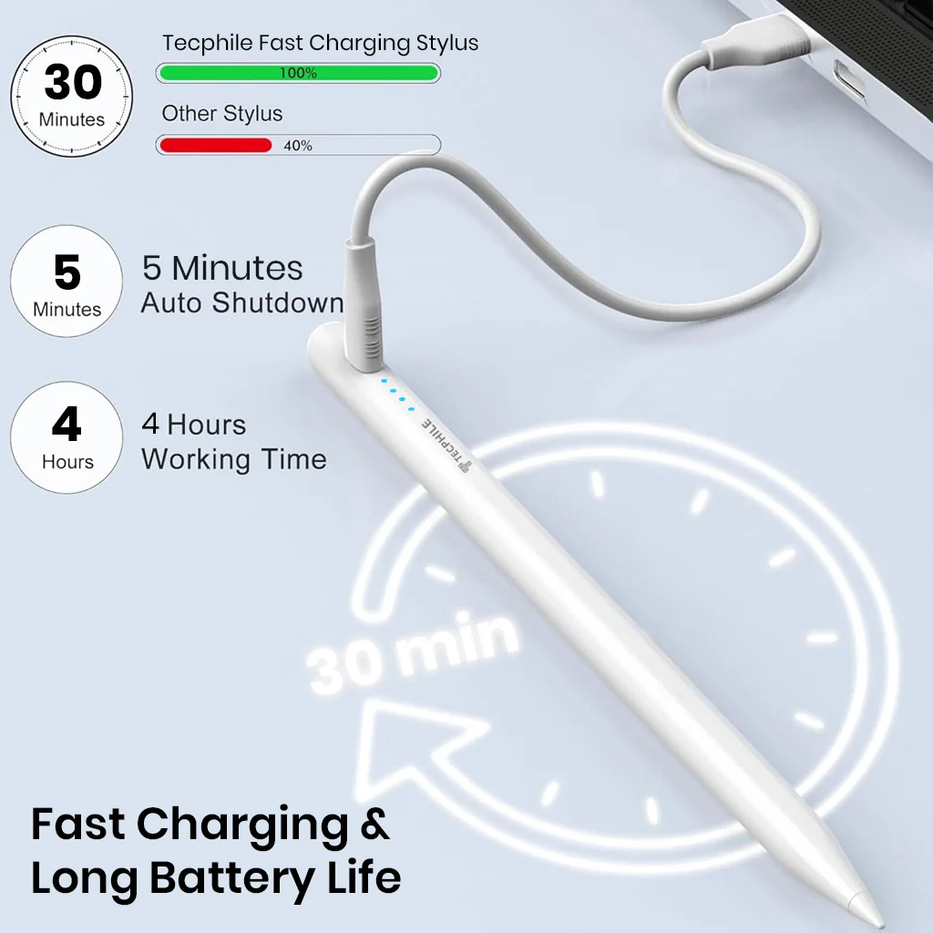TECPHILE- 603 Stylus Pen New iPad Pencil for 2018 & Later Models with Battery Indicator - Image 2
